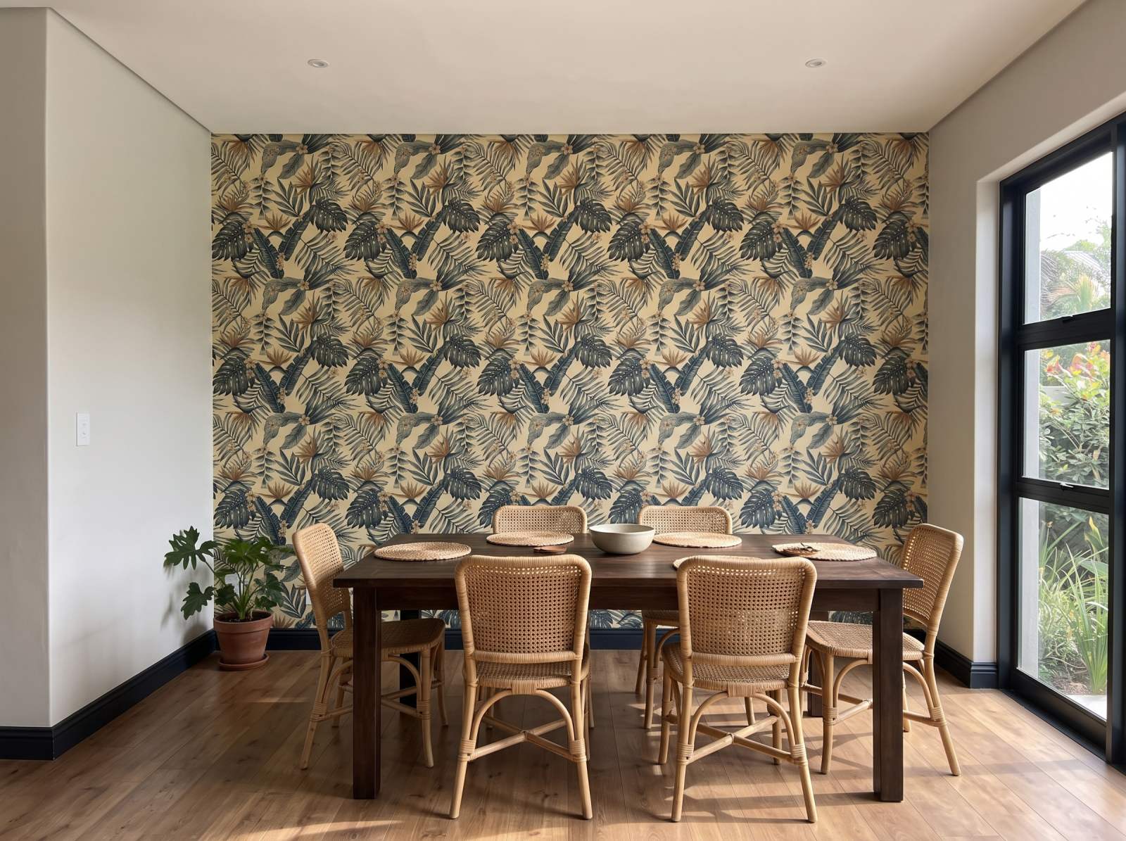 Verde Mostaza Wallpaper 3 Wallpaper and Wall Murals South Africa Verde Mostaza Wallpaper shown in a dining room