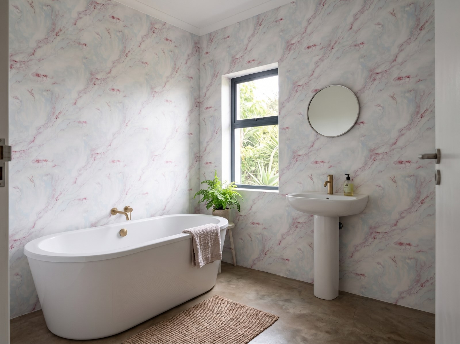 Varinia Wallpaper 1 Wallpaper and Wall Murals South Africa Varinia Wallpaper shown in a bathroom