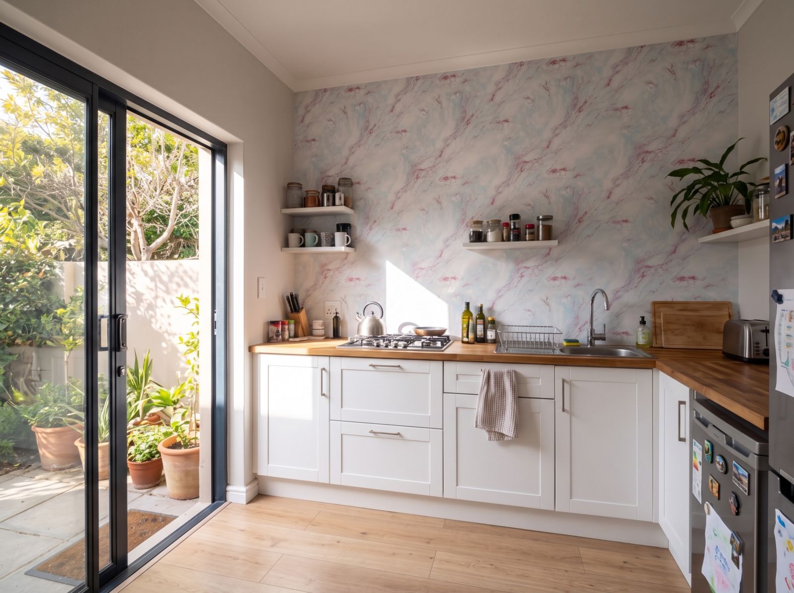 Varinia Wallpaper 3 Wallpaper and Wall Murals South Africa Varinia Wallpaper shown in a kitchen