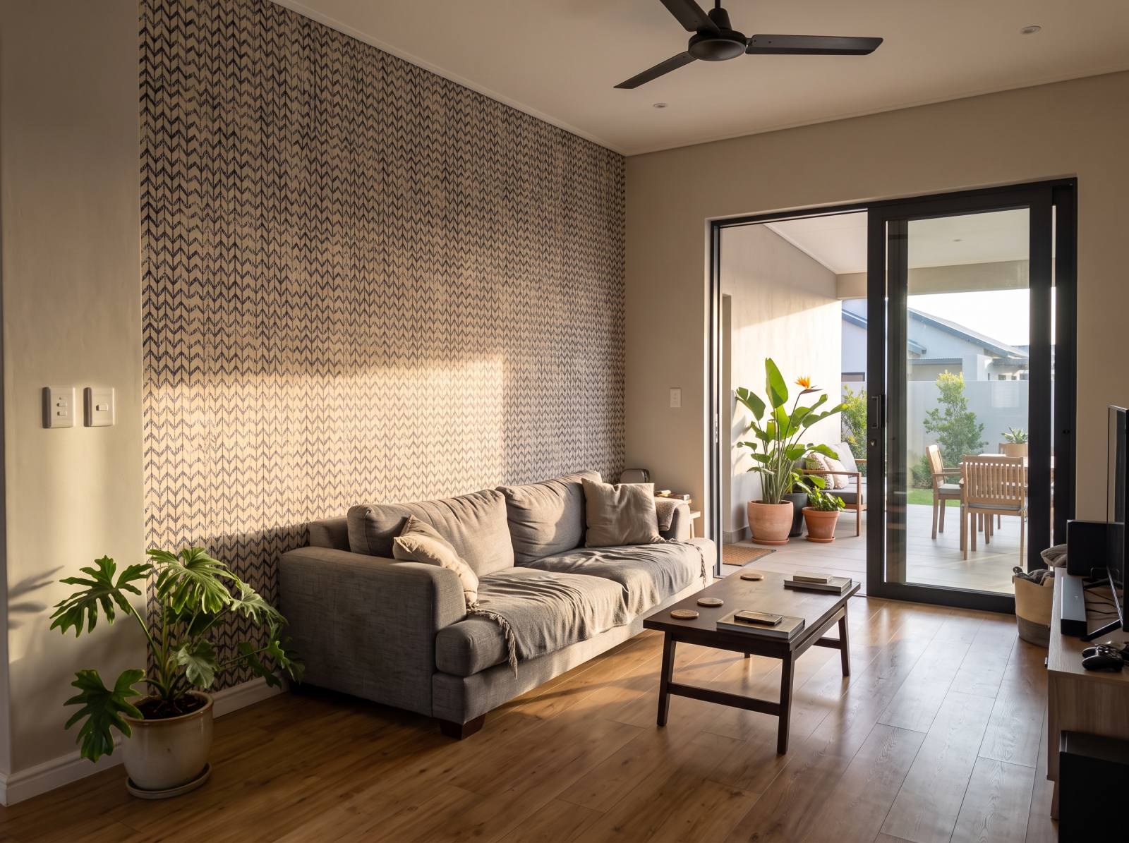Stained Incline Wallpaper 1 Wallpaper and Wall Murals South Africa Stained Incline Wallpaper shown in a living room
