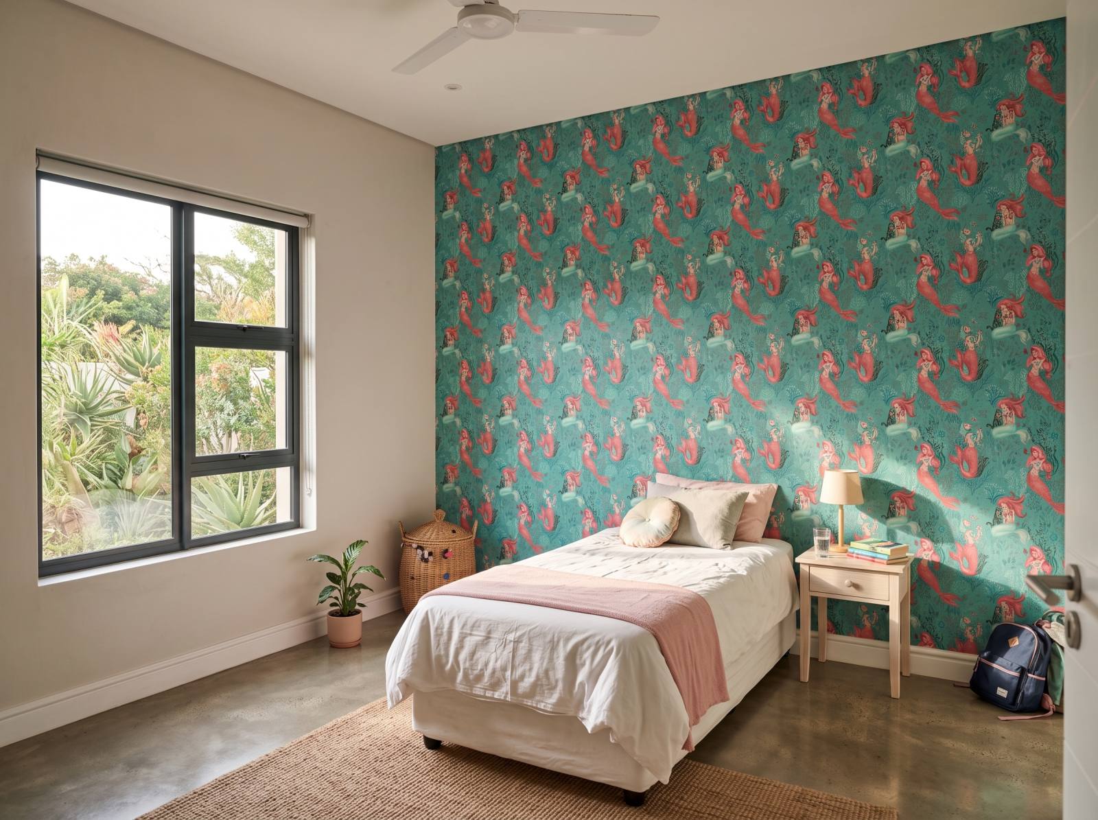 Airy Mermaids Wallpaper 1 Wallpaper and Wall Murals South Africa Airy Mermaids Wallpaper shown in a bedroom