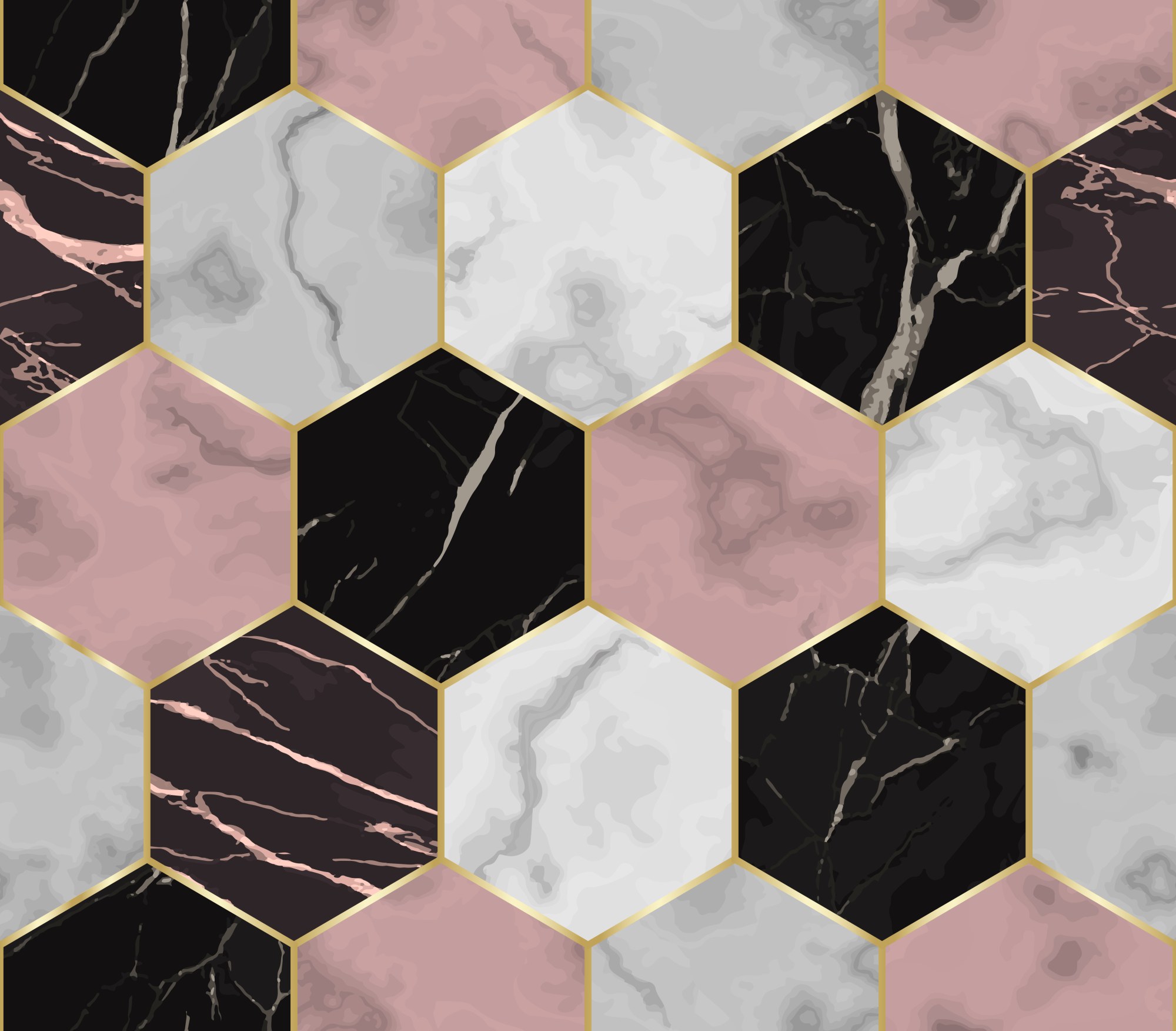 Athena Marble Wallpaper 2 Wallpaper and Wall Murals South Africa Athena Marble Wallpaper, hexagon marble tiles in black, pink and grey wallpaper - WallpaperOnline