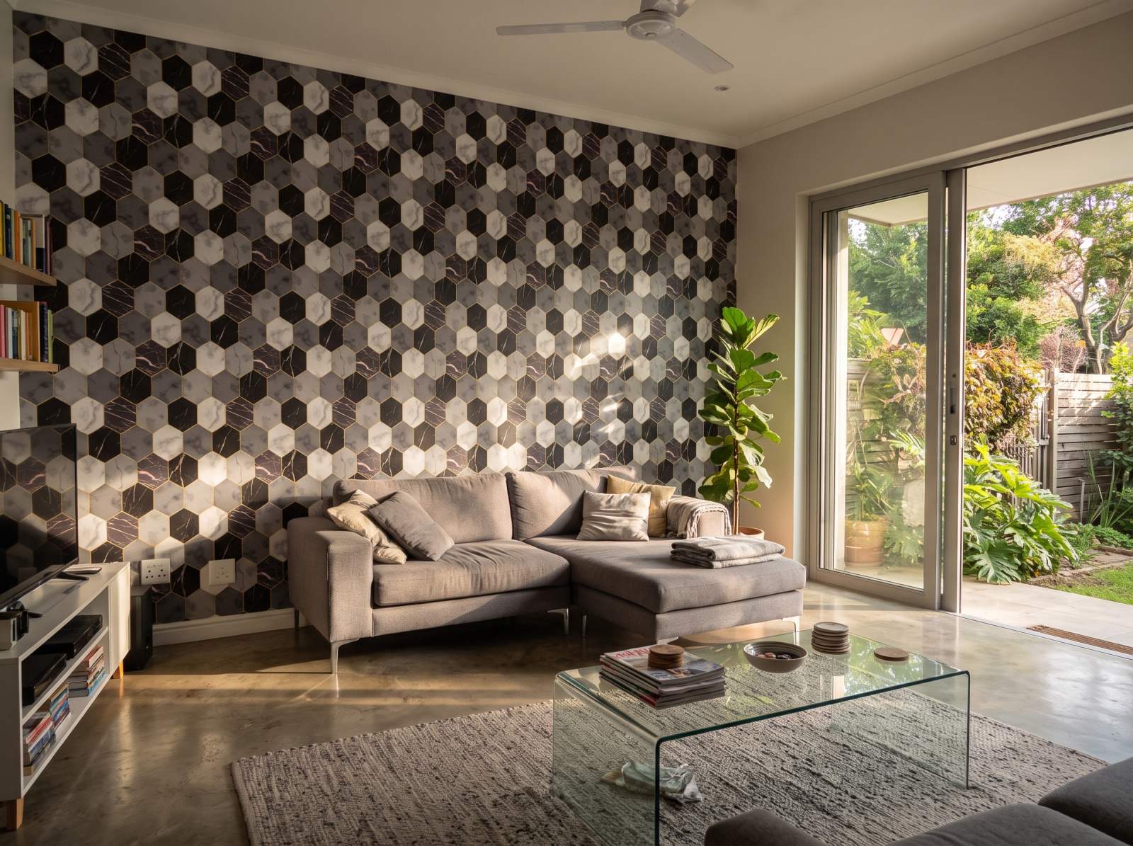 Apollo Marble Wallpaper 1 Wallpaper and Wall Murals South Africa Apollo Marble Wallpaper shown in a living room