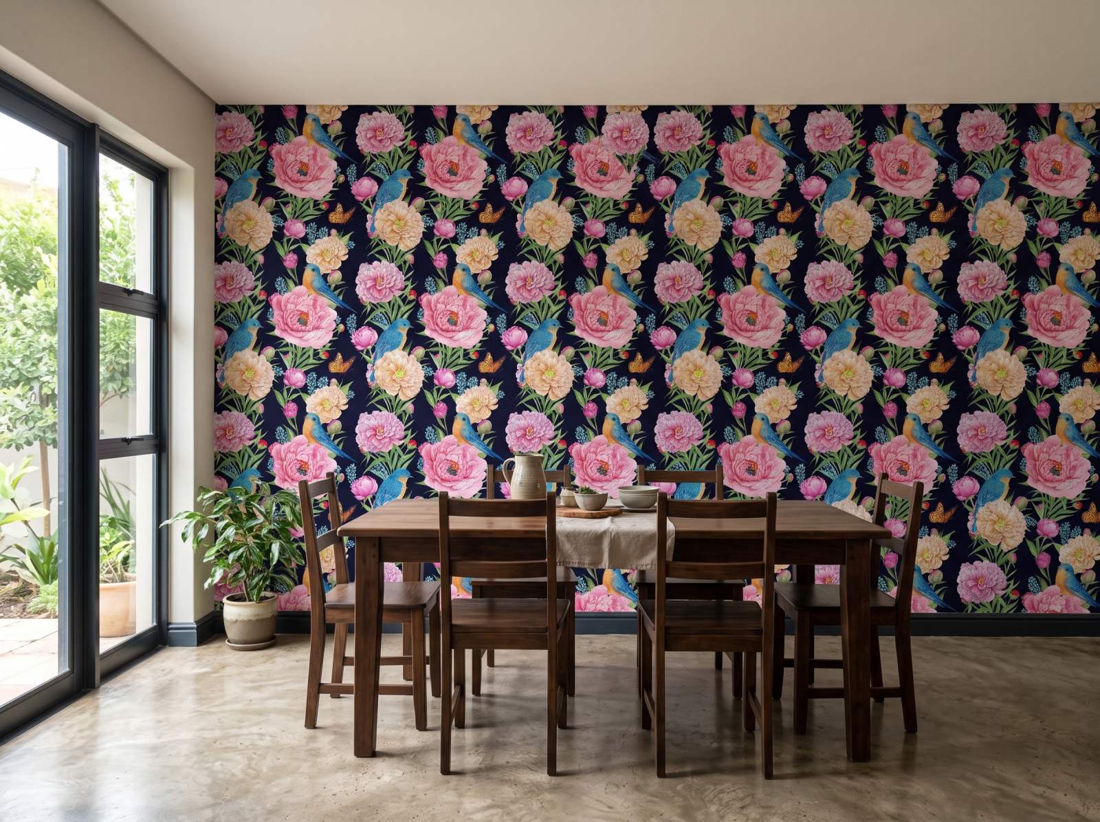 Jacaranda Sweets Wallpaper 1 Wallpaper and Wall Murals South Africa Jacaranda Sweets Wallpaper shown in a dining room