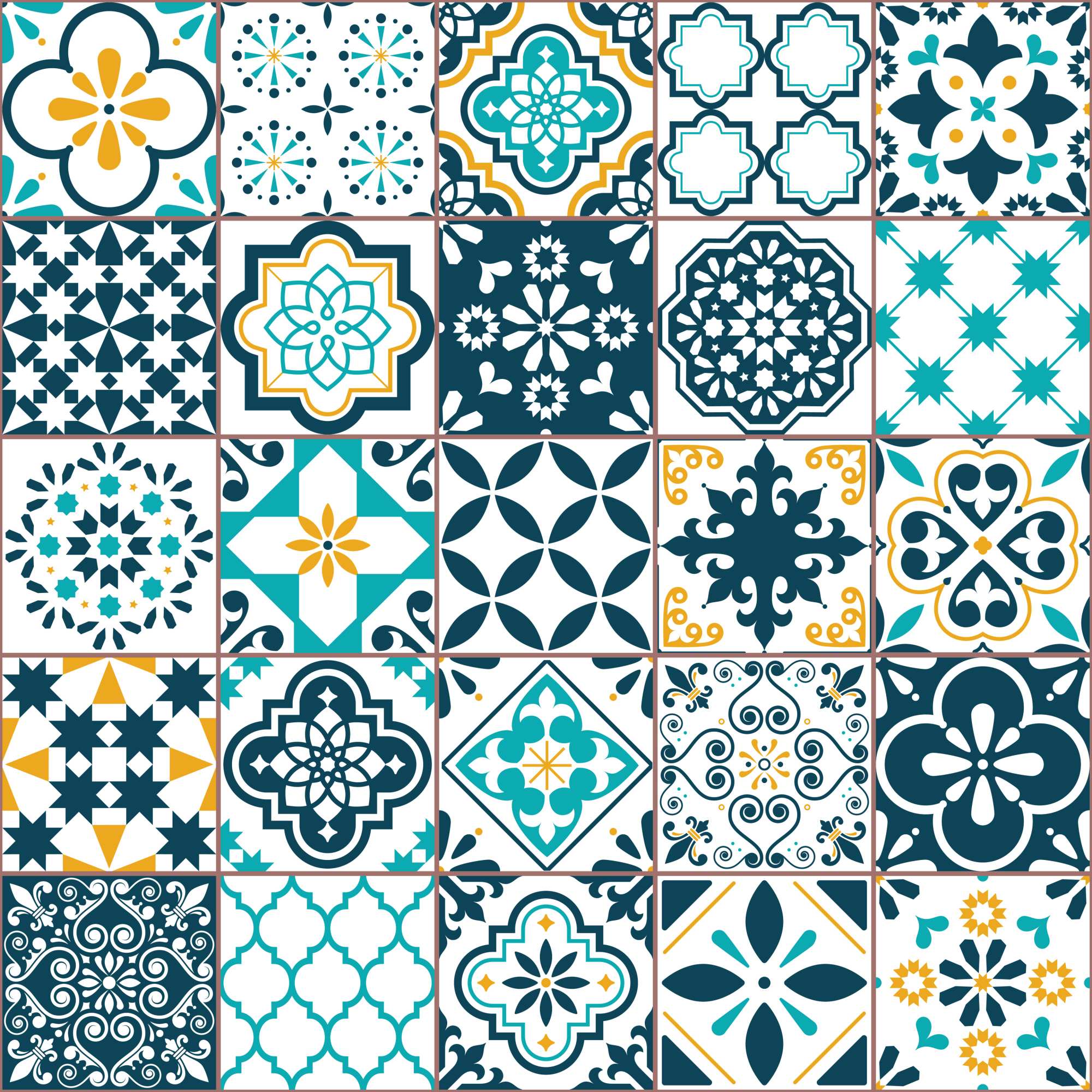 Mito Tile Wallpaper 2 Wallpaper and Wall Murals South Africa Mito Tile Wallpaper, patchwork tile motifs in navy, teal and white wallpaper - WallpaperOnline
