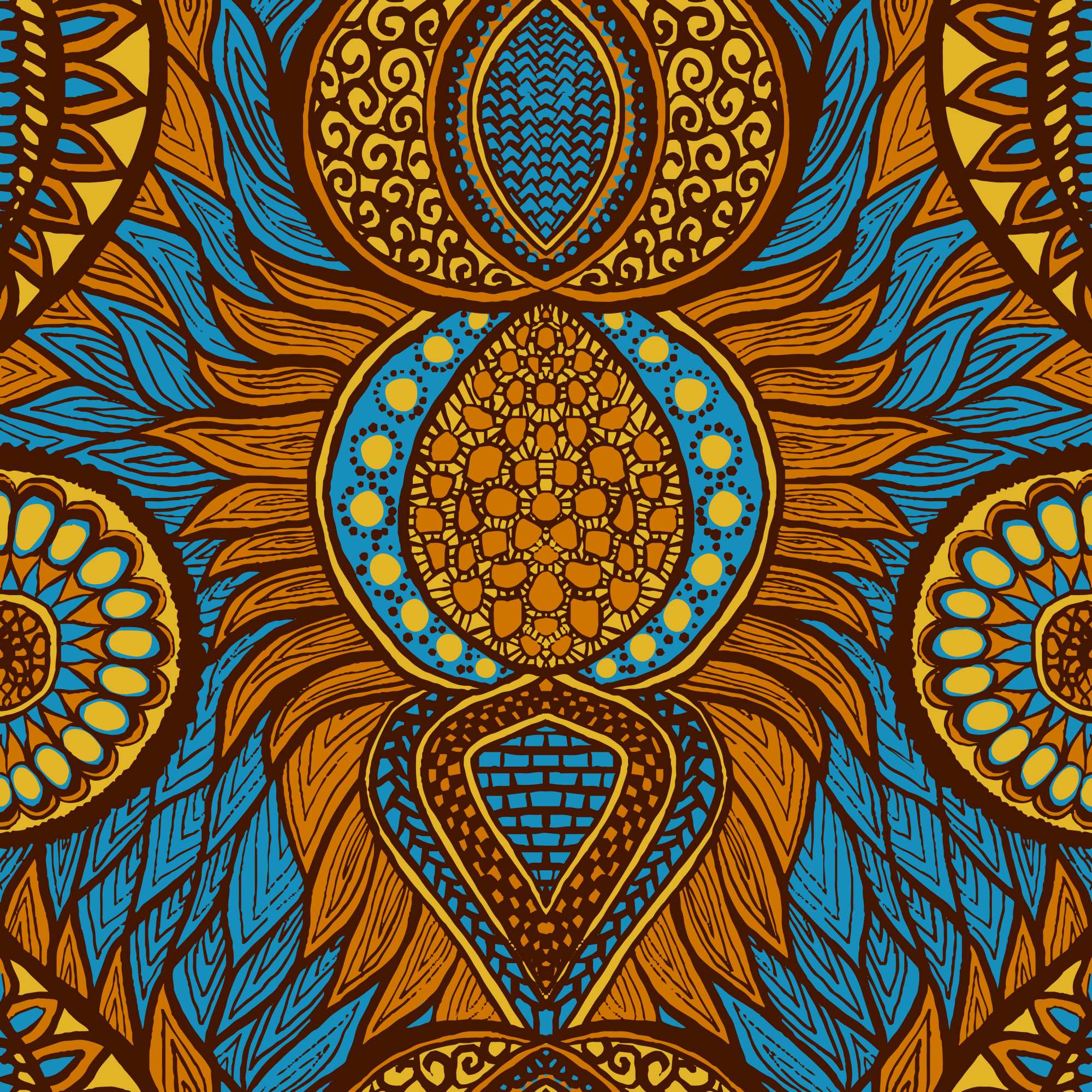 Logos Wallpaper 2 Wallpaper and Wall Murals South Africa Logos, bohemian mandala sunburst in orange, blue and brown wallpaper - WallpaperOnline
