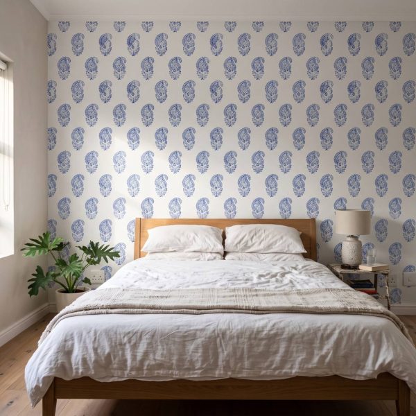 Fossil Wallpaper shown in a bedroom