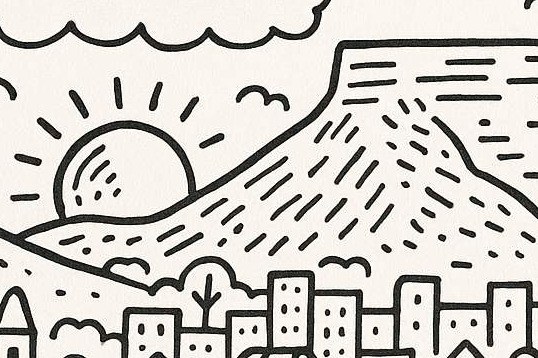 Cape Town Monochrome Doodle Mural 4 Wallpaper and Wall Murals South Africa Cape Town Monochrome Doodle Mural close-up showing texture and colour