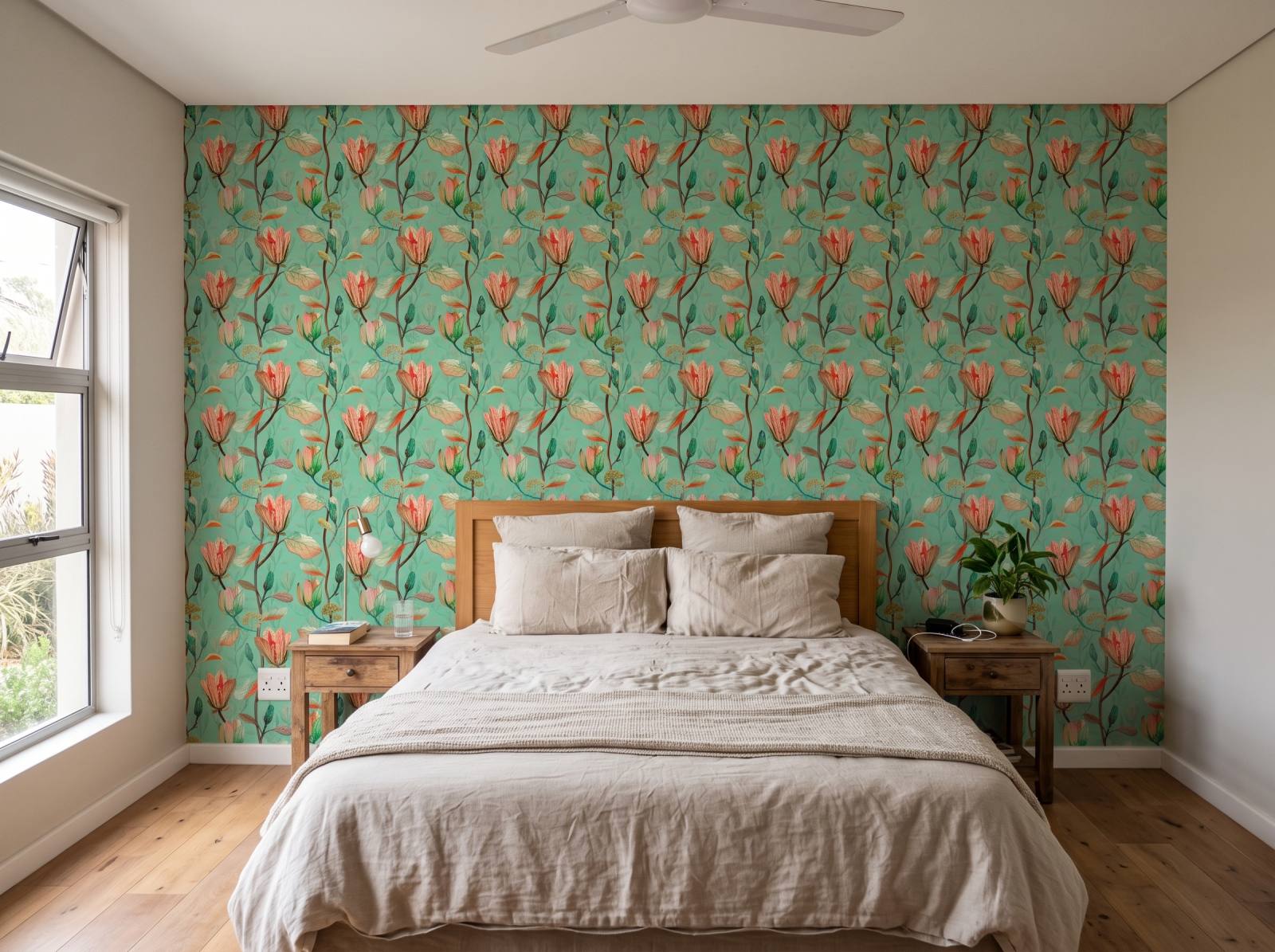 Magnolia Dawn Wallpaper 1 Wallpaper and Wall Murals South Africa Magnolia Dawn Wallpaper shown in a bedroom