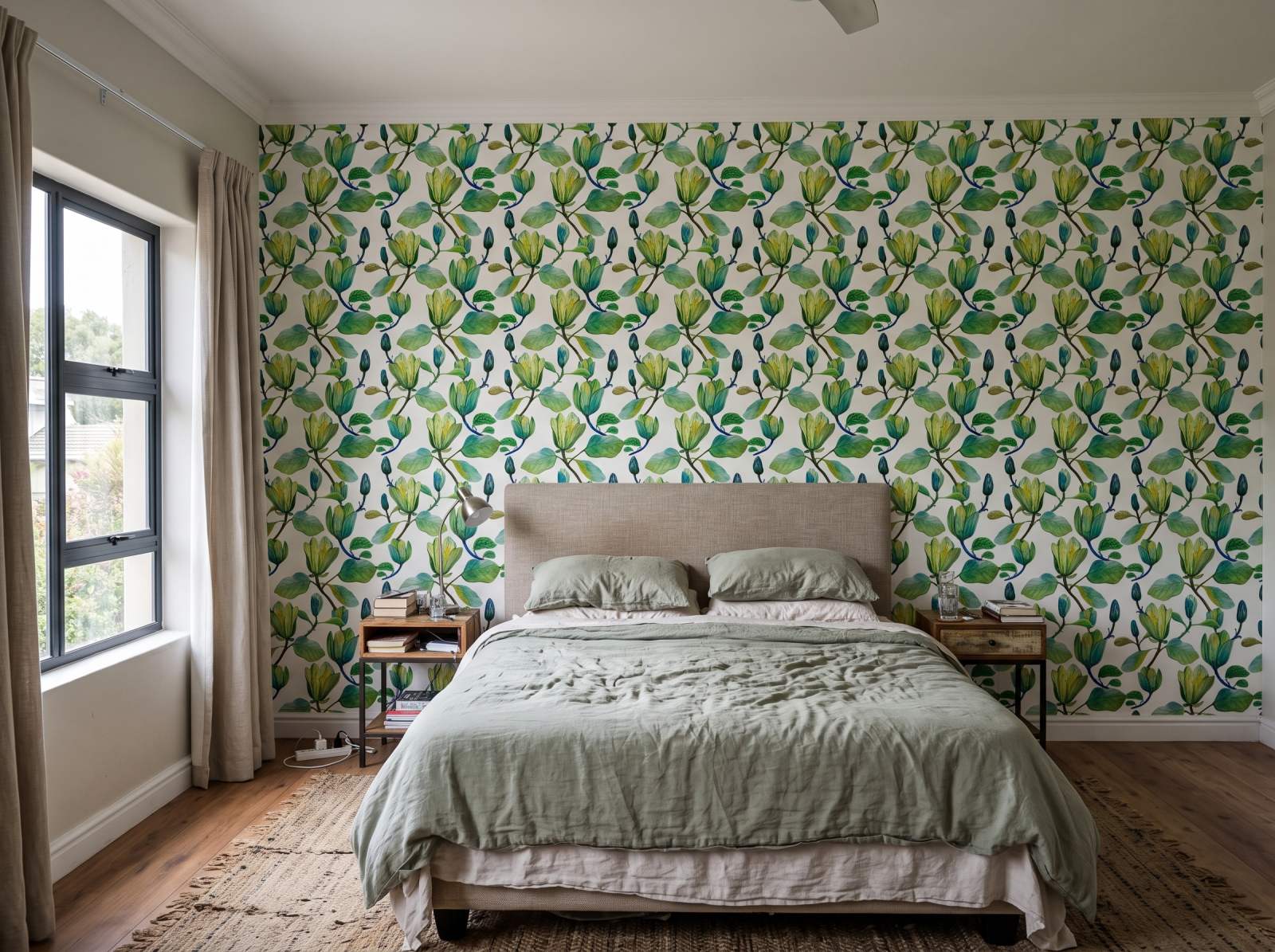 Magnolia Spring Wallpaper 1 Wallpaper and Wall Murals South Africa Magnolia Spring Wallpaper shown in a bedroom