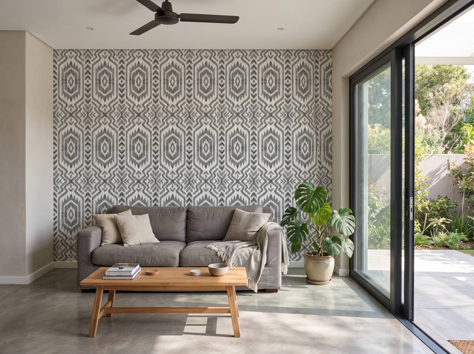 Aztec Wallpaper 1 Wallpaper and Wall Murals South Africa Aztec Wallpaper shown in a living room