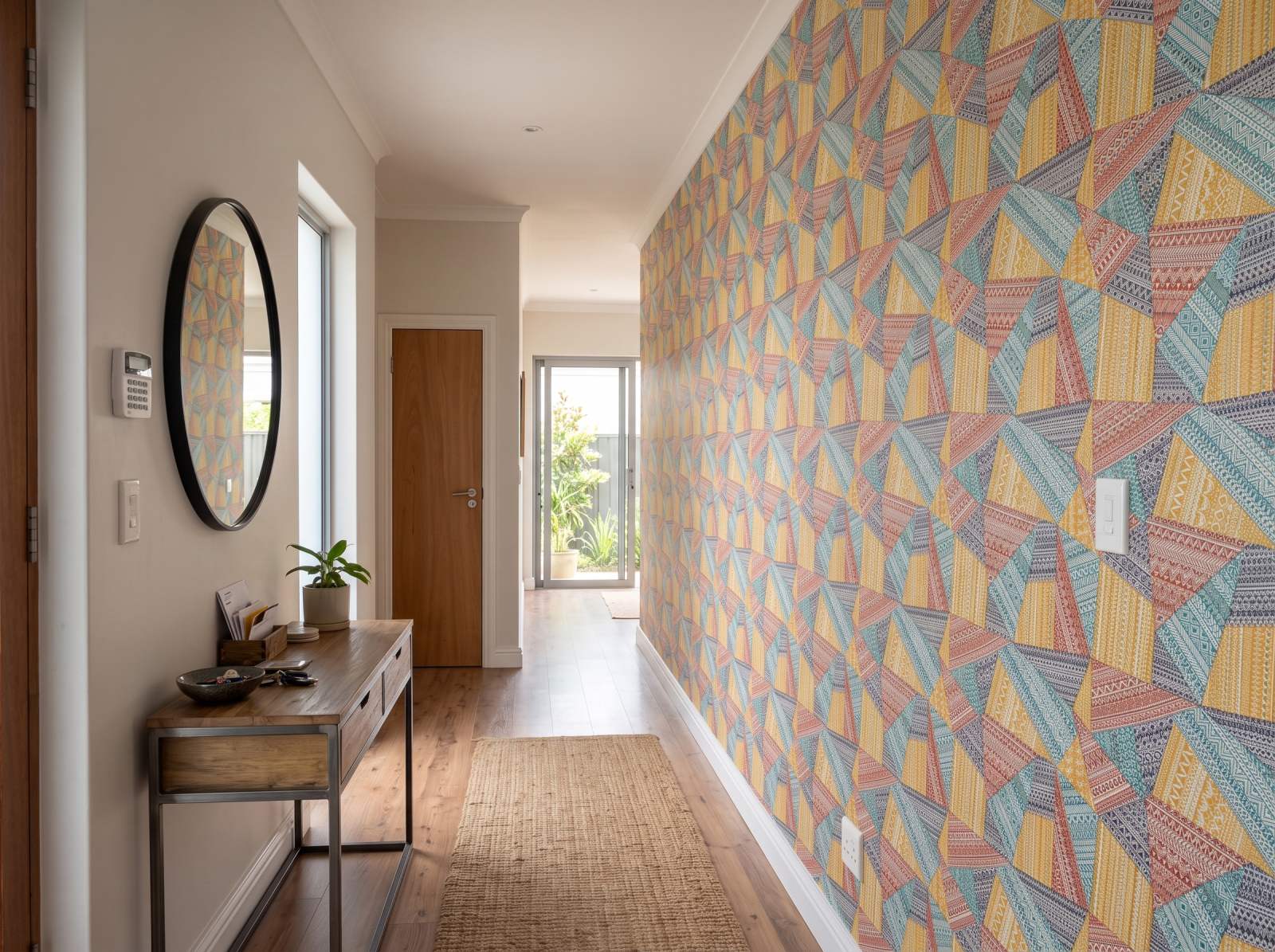 Inkambu Pattern Wallpaper 3 Wallpaper and Wall Murals South Africa Inkambu Pattern Wallpaper shown in a hallway