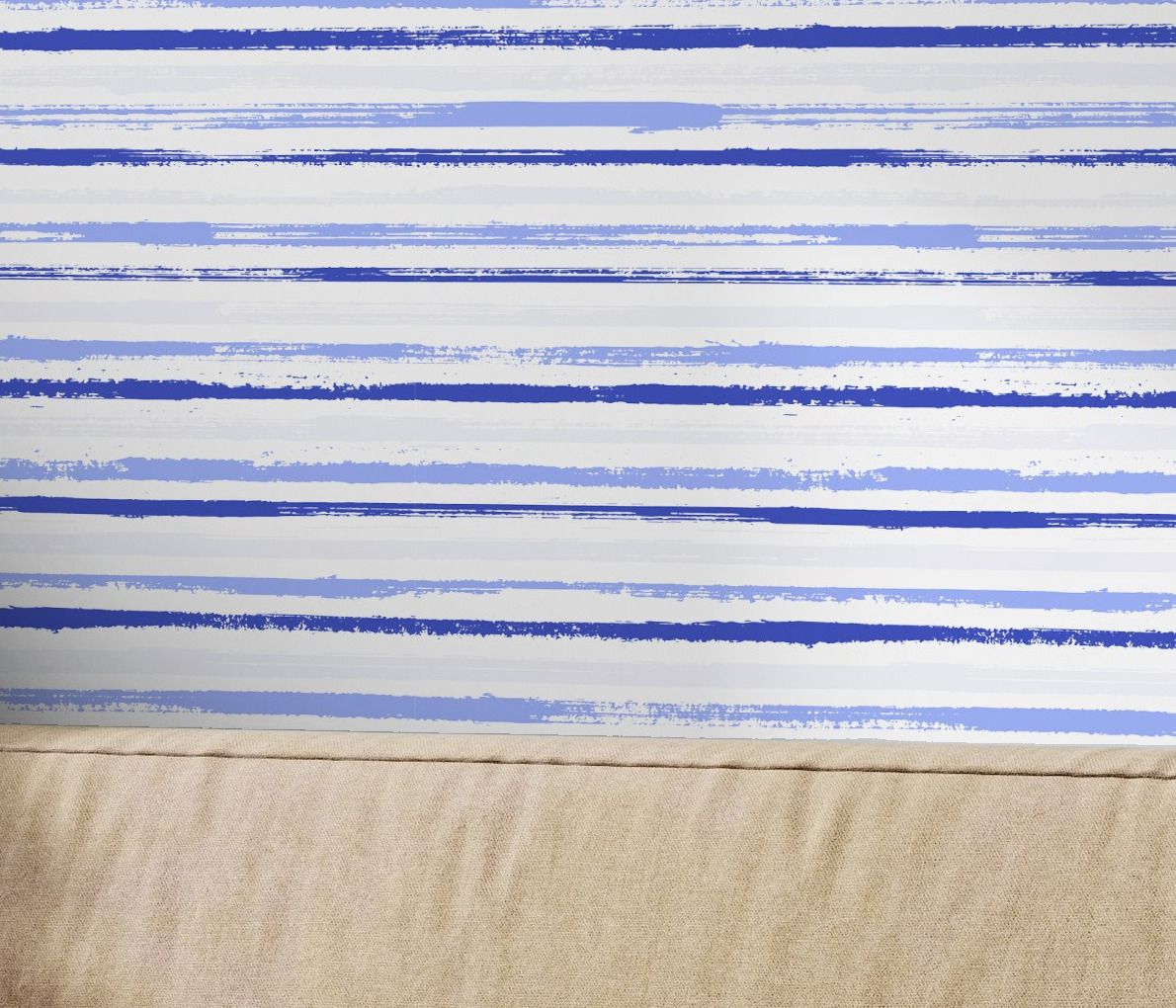 Indigo Gouache Stripes Wallpaper 4 Wallpaper and Wall Murals South Africa Indigo Gouache Stripes Wallpaper close-up showing texture and colour