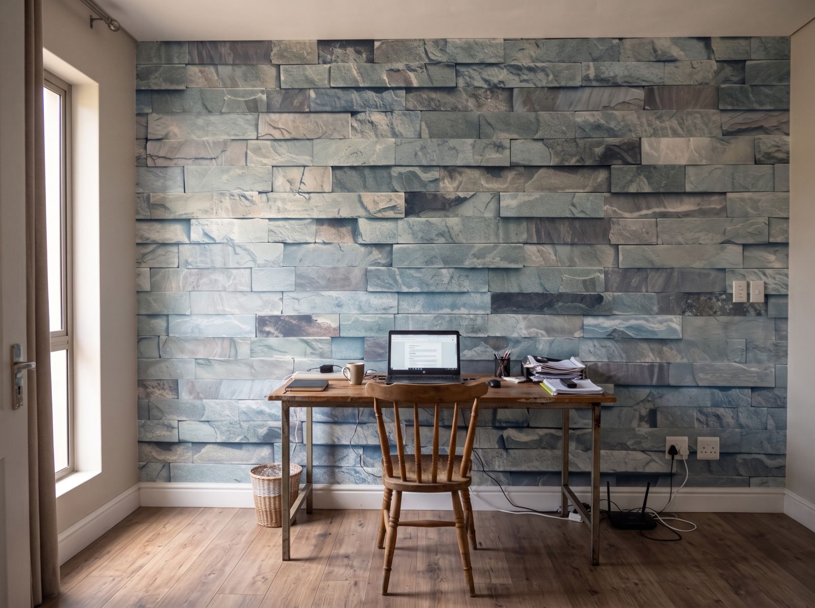 Mural Cerulean Cladding 3 Wallpaper and Wall Murals South Africa Mural Cerulean Cladding shown in a home office