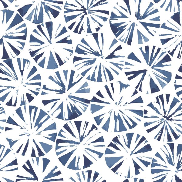 Shabori Wallpaper, abstract pinwheel burst motif in navy blue and white wallpaper - WallpaperOnline
