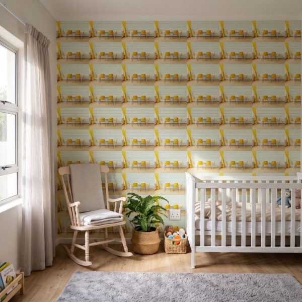 Sunny Picnic Gouache Stripes Wallpaper