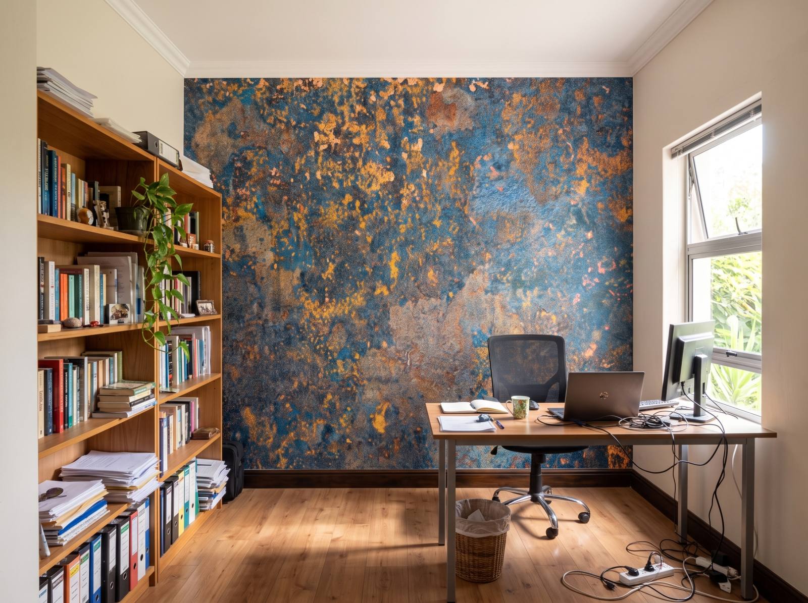 Mural Cobalt Rust 3 Wallpaper and Wall Murals South Africa Mural Cobalt Rust shown in a home office