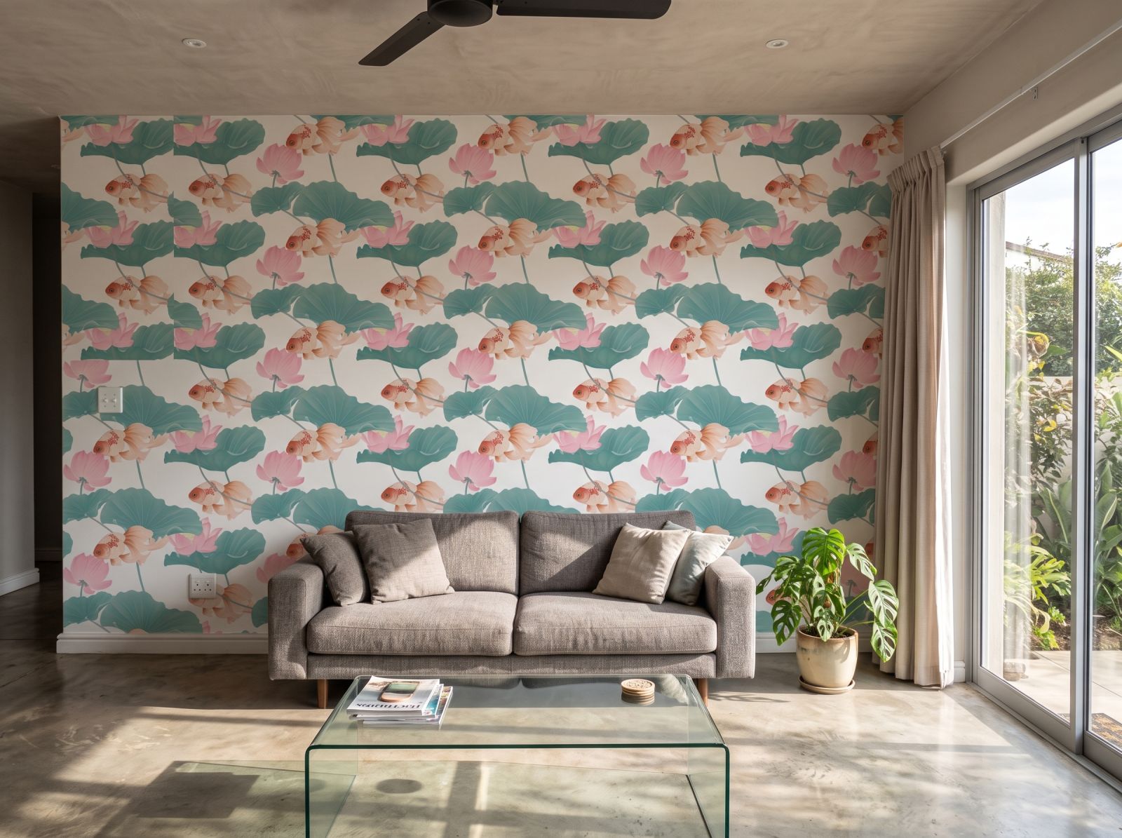 Dillion Lilly Wallpaper 2 Wallpaper and Wall Murals South Africa Dillion Lilly Wallpaper shown in a living room