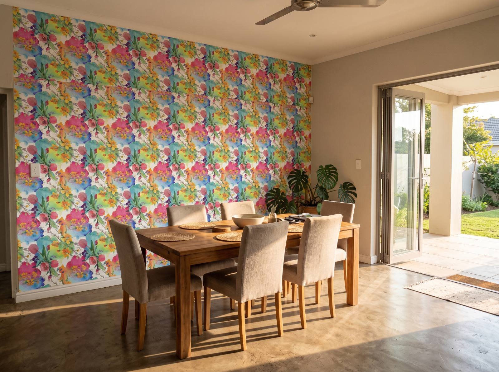 Katarina Watercolour Wallpaper 1 Wallpaper and Wall Murals South Africa Katarina Watercolour Wallpaper shown in a dining room