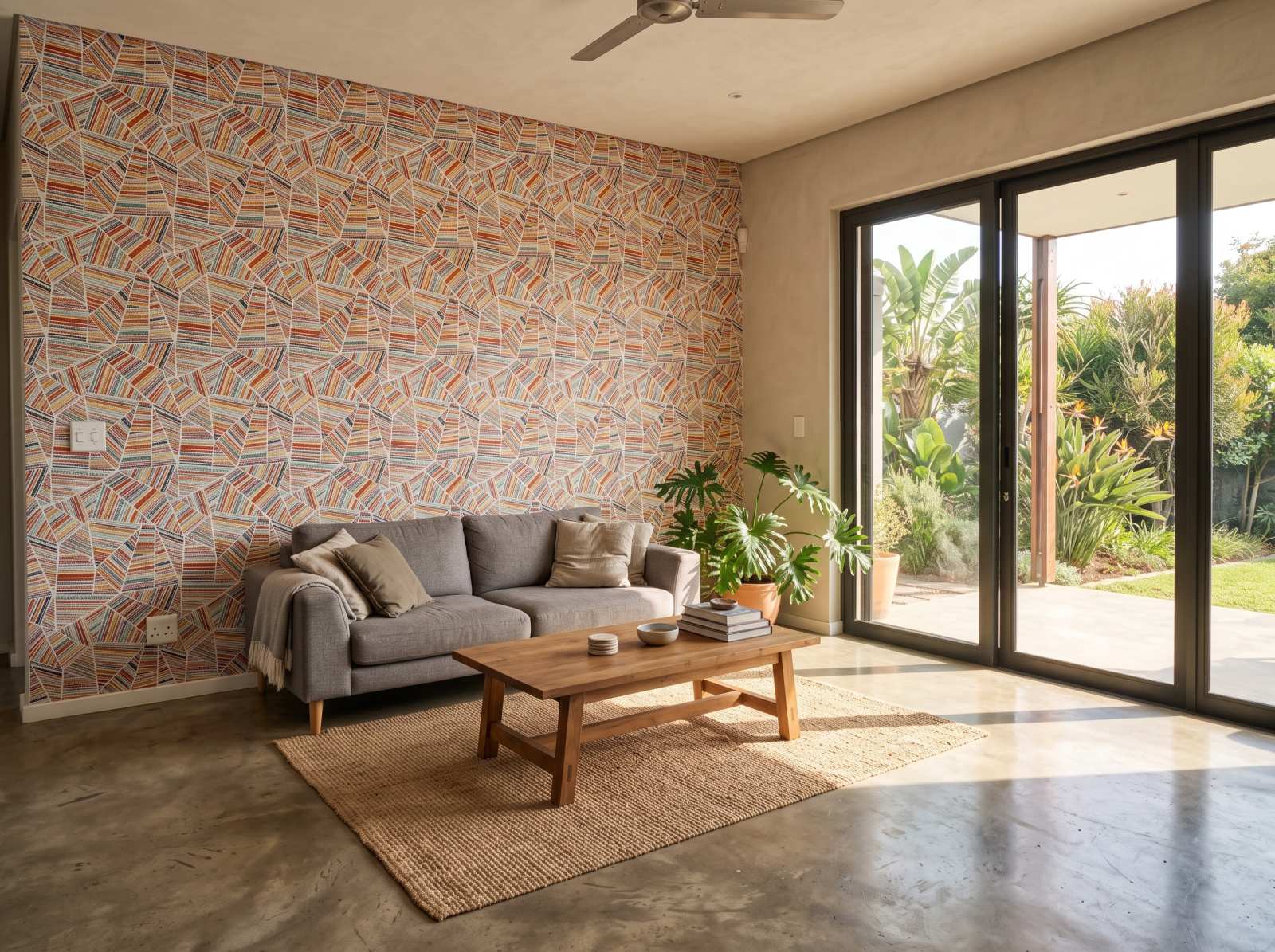 Inkambu Line Wallpaper 1 Wallpaper and Wall Murals South Africa Inkambu Line Wallpaper shown in a living room