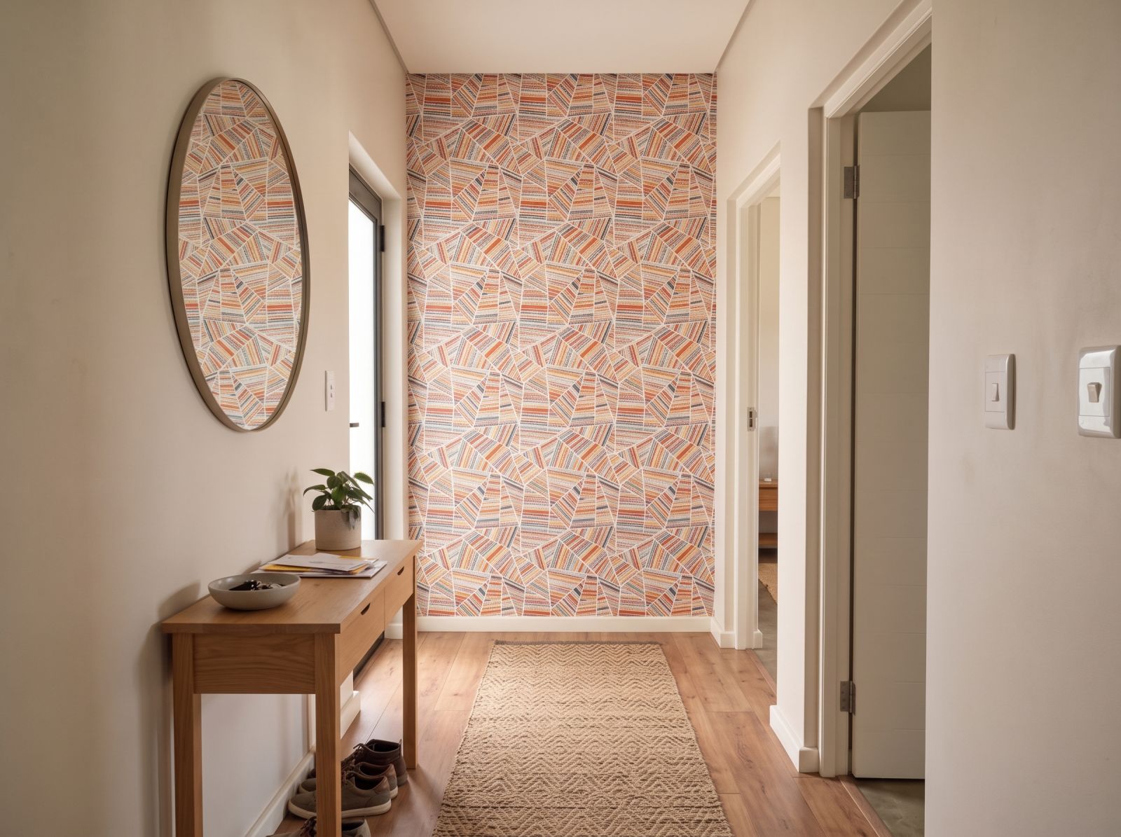 Inkambu Line Wallpaper 3 Wallpaper and Wall Murals South Africa Inkambu Line Wallpaper shown in a hallway