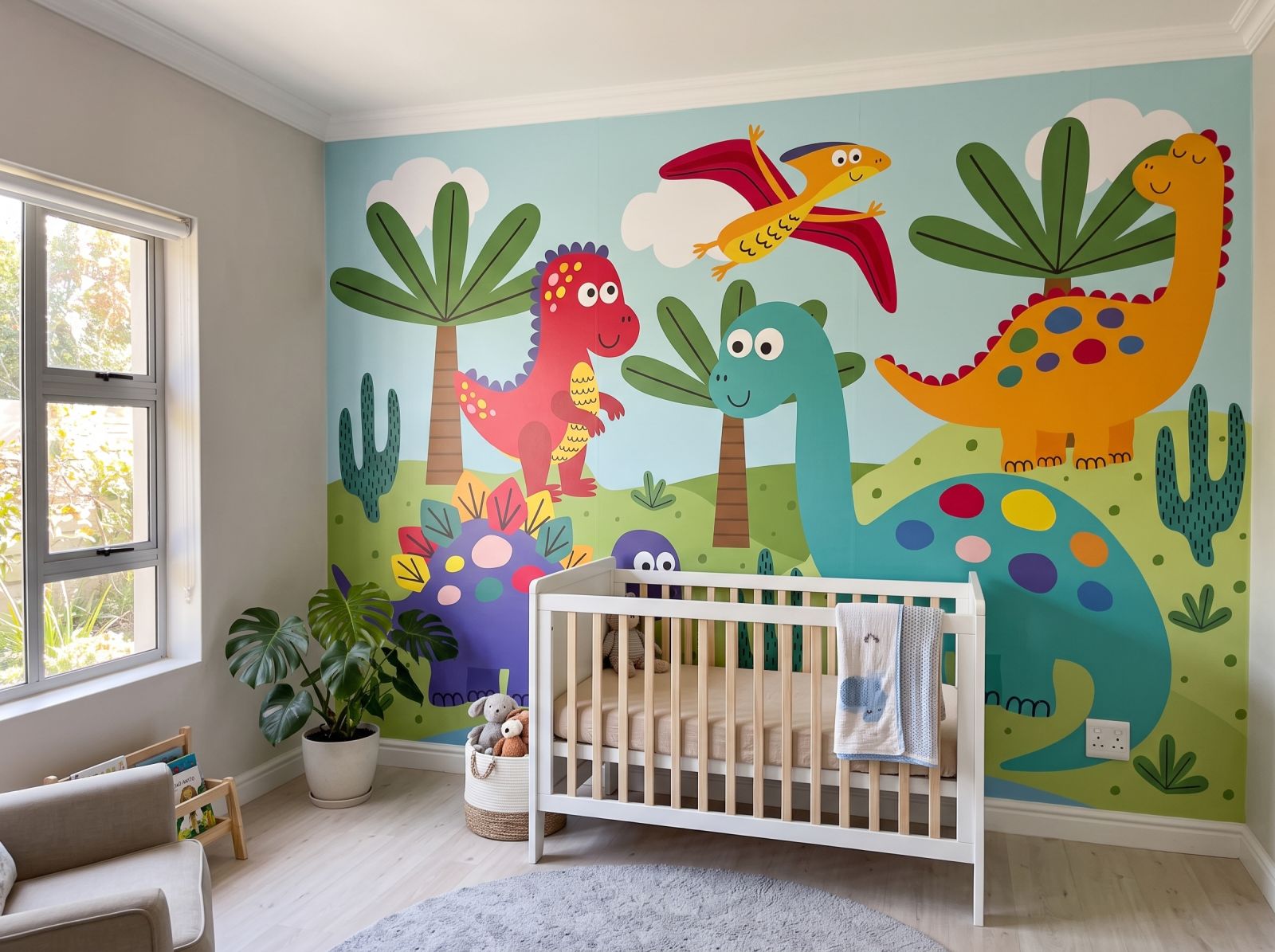 Mural Dino Roar 1 Wallpaper and Wall Murals South Africa Mural Dino Roar shown in a nursery