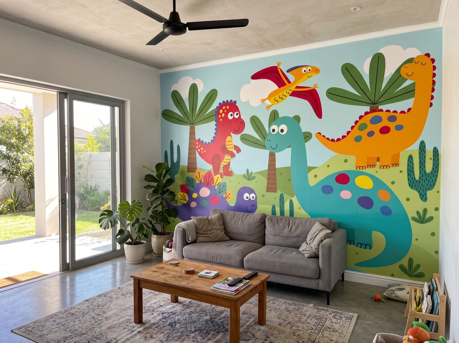 Mural Dino Roar 3 Wallpaper and Wall Murals South Africa Mural Dino Roar shown in a living room