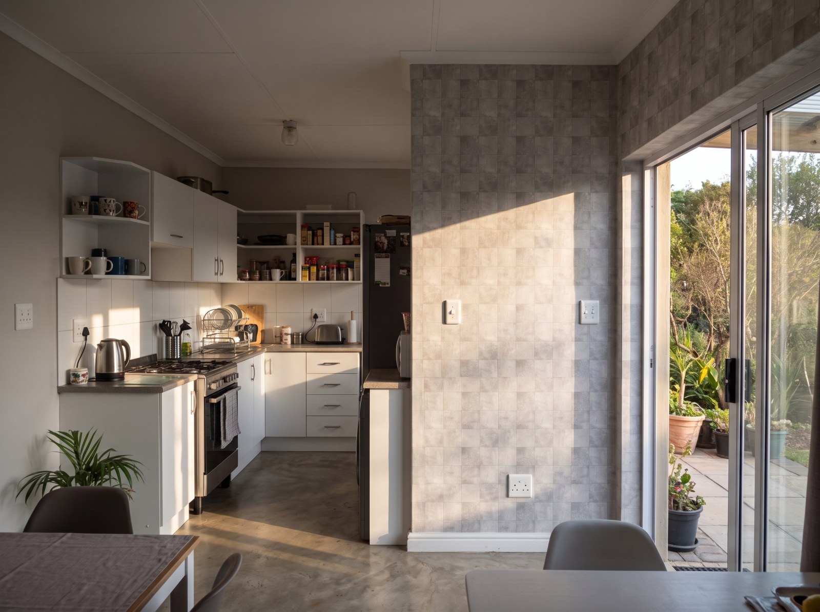 Drada Grey Tile Wallpaper 3 Wallpaper and Wall Murals South Africa Drada Grey Tile Wallpaper shown in a kitchen
