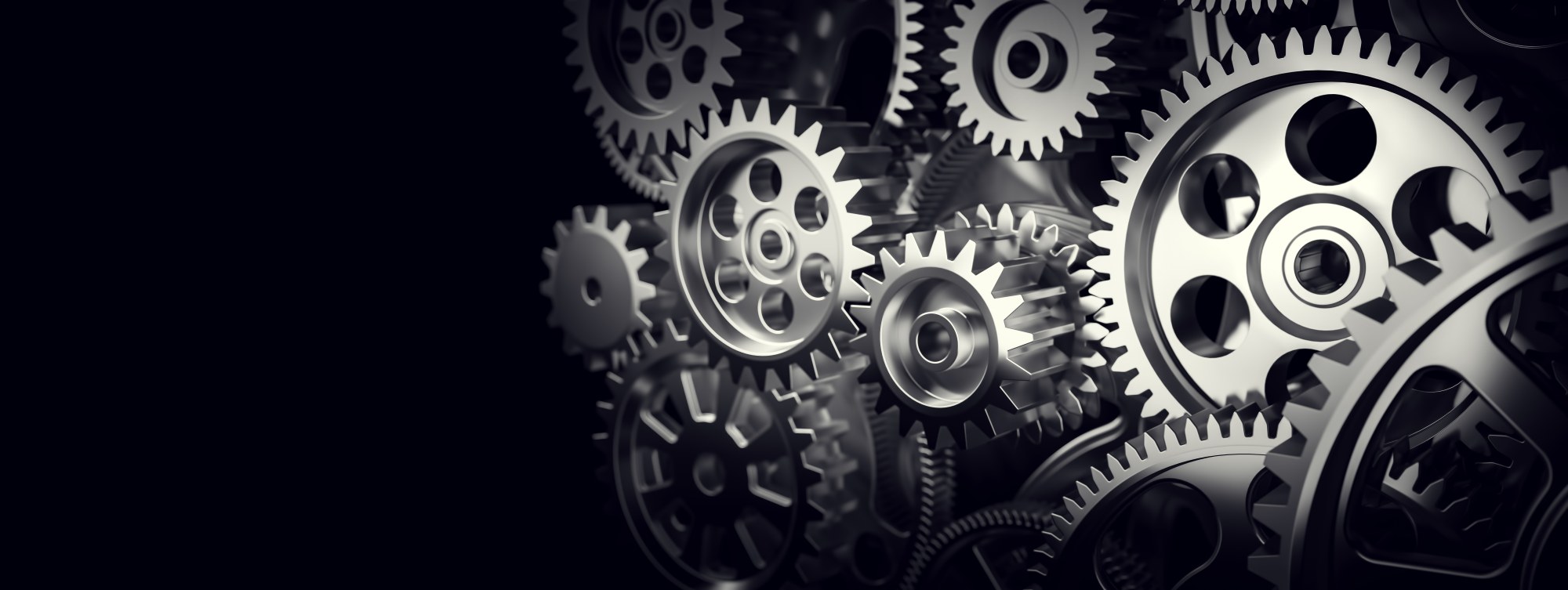 Mural Cogs of Time 2 Wallpaper and Wall Murals South Africa Cogs Of Time, interlocking mechanical gears in silver and black mural - WallpaperOnline