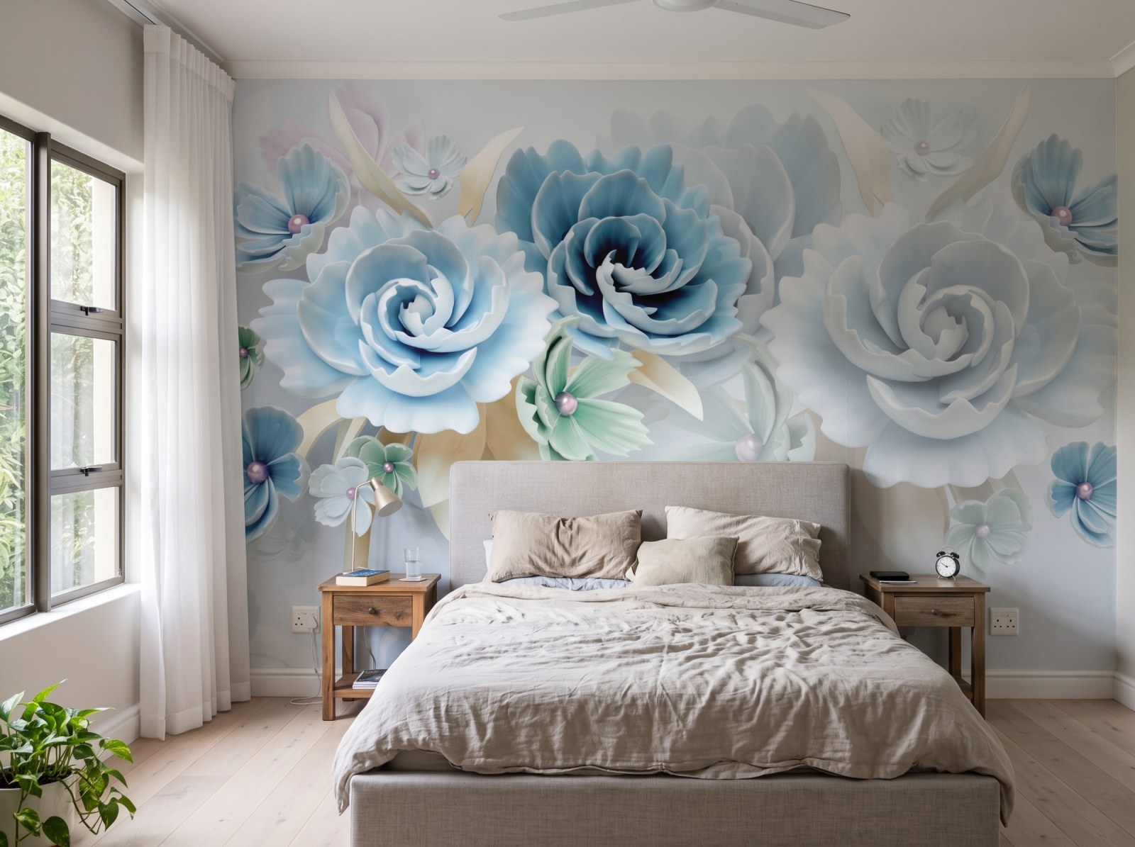 Mural Floral Fondant 1 Wallpaper and Wall Murals South Africa Mural Floral Fondant shown in a bedroom