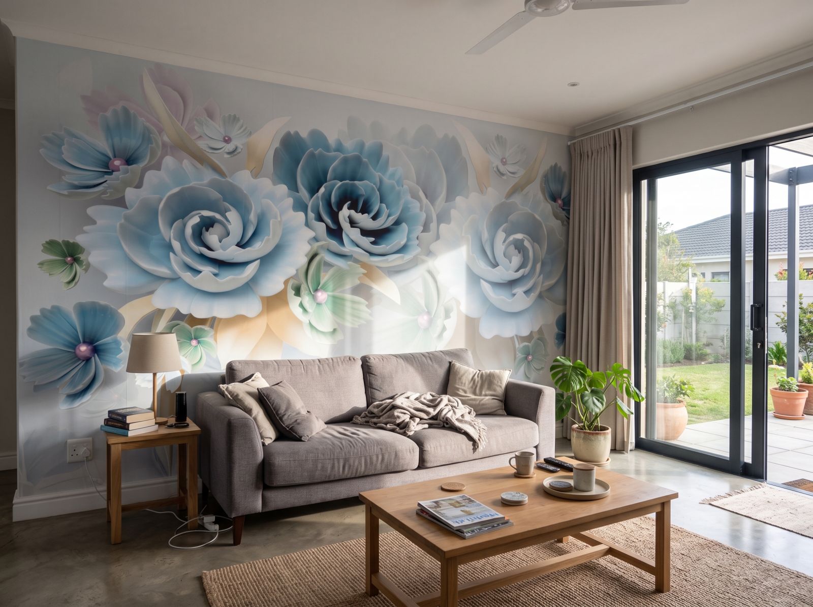 Mural Floral Fondant 3 Wallpaper and Wall Murals South Africa Mural Floral Fondant shown in a living room