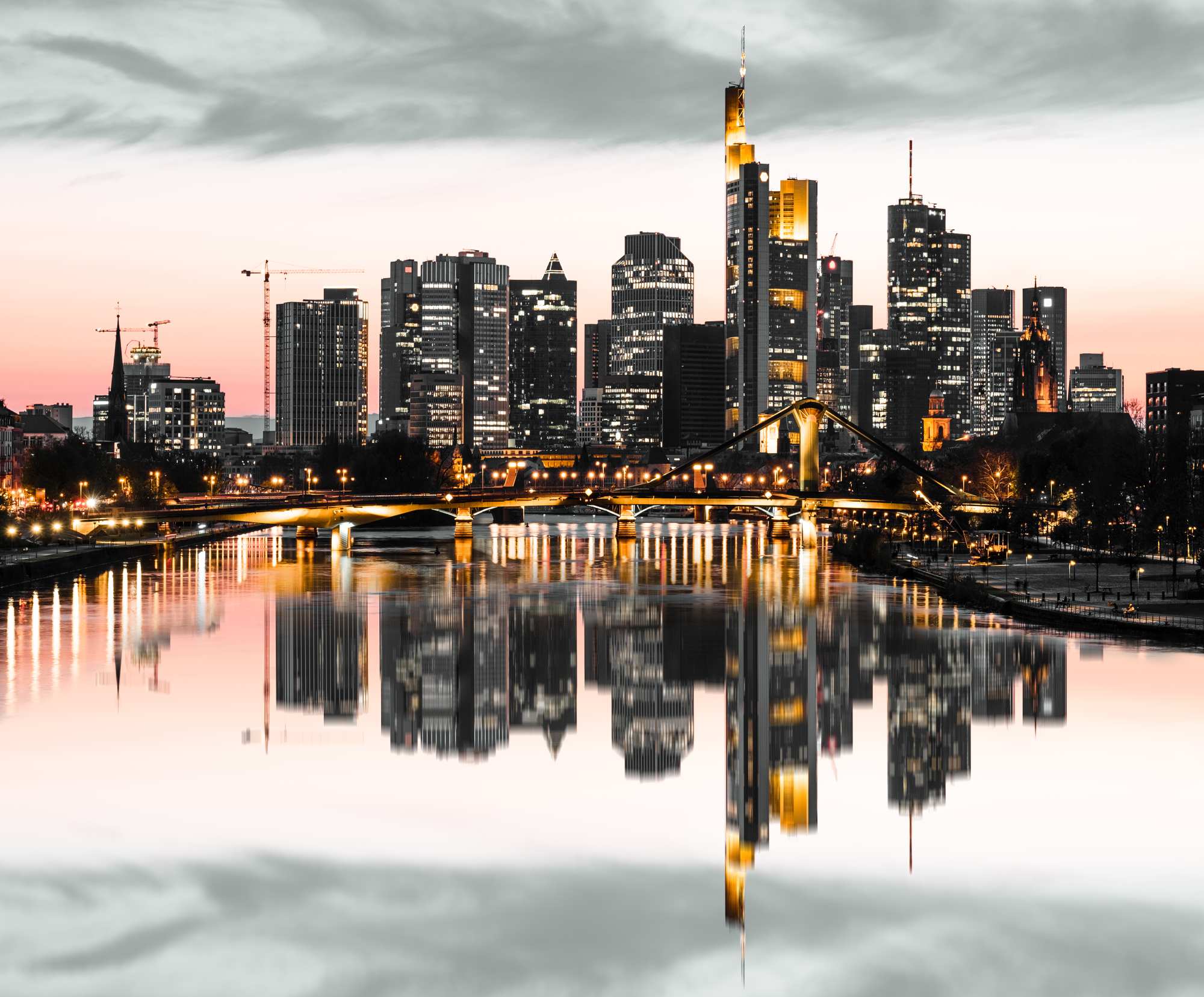 Mural City Reflections 2 Wallpaper and Wall Murals South Africa Mural City Reflections, city skyline in charcoal, gold and pink mural - WallpaperOnline