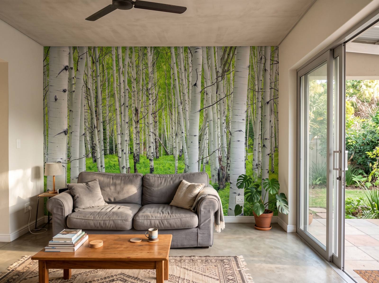Mural Birchwood Maze 1 Wallpaper and Wall Murals South Africa Mural Birchwood Maze shown in a living room