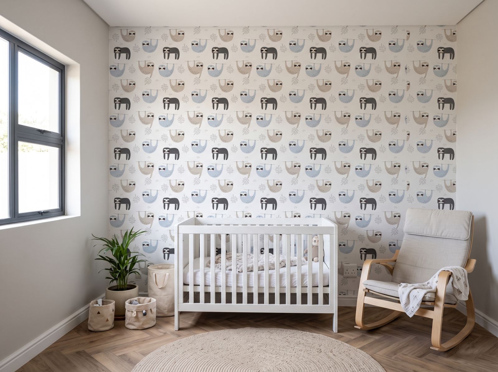 Slothness Wallpaper 1 Wallpaper and Wall Murals South Africa Slothness Wallpaper shown in a nursery
