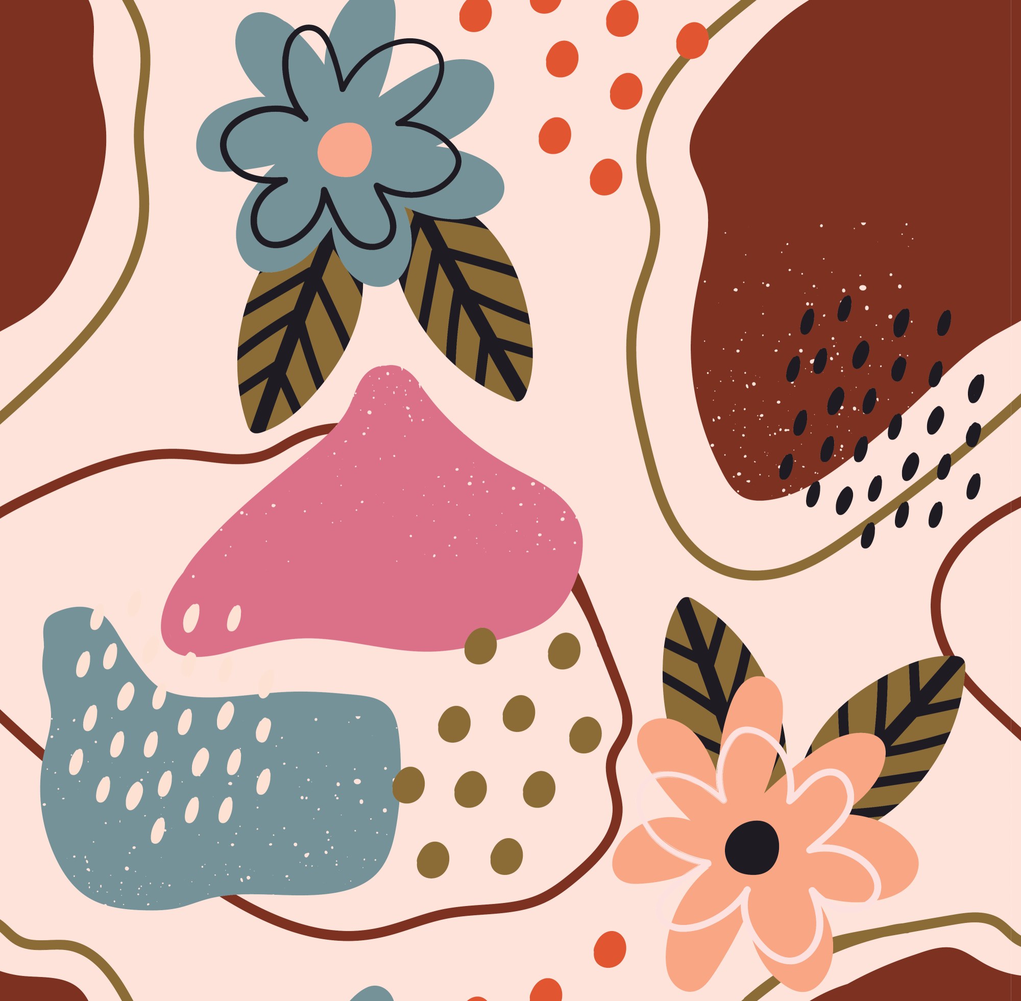Verano Wallpaper 2 Wallpaper and Wall Murals South Africa Verano Wallpaper, abstract floral in blush, dusty blue and terracotta wallpaper - WallpaperOnline