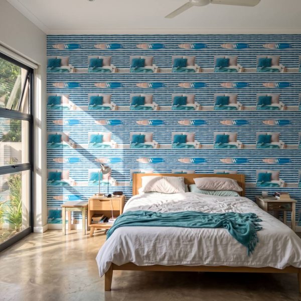Sea & Sky Gouache Stripes Wallpaper