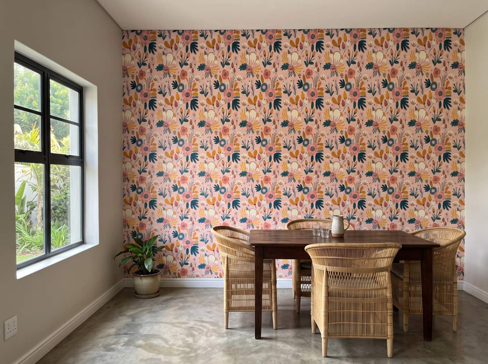 Fiori Astratti Wallpaper 3 Wallpaper and Wall Murals South Africa Fiori Astratti Wallpaper shown in a dining room