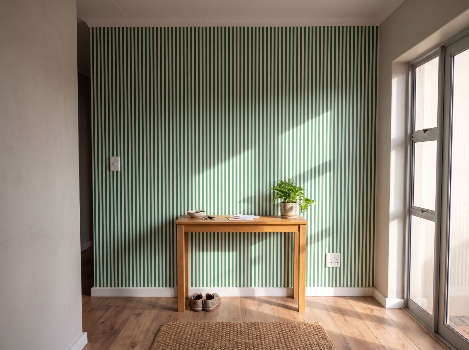 Seafoam Stripes Wallpaper 3 Wallpaper and Wall Murals South Africa Seafoam Stripes Wallpaper shown in a hallway