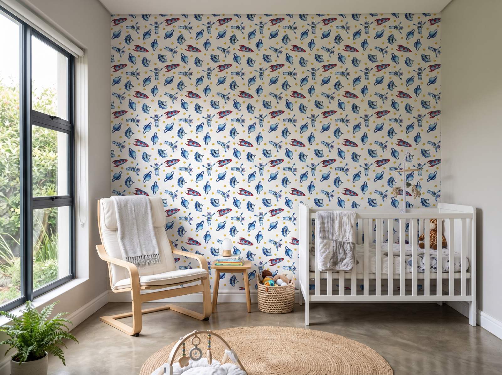 Astro Planet Wallpaper 1 Wallpaper and Wall Murals South Africa Astro Planet Wallpaper shown in a nursery