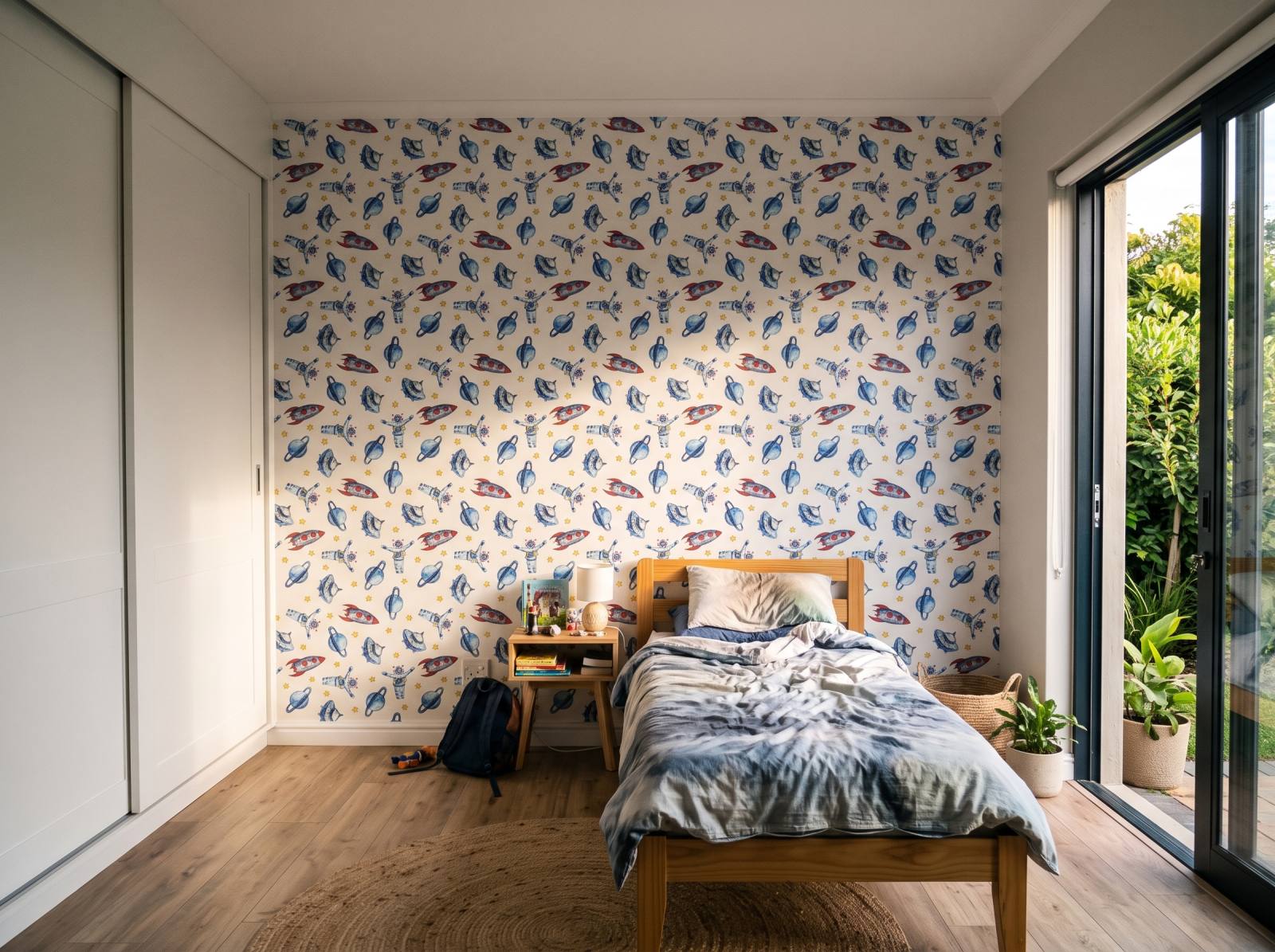 Astro Planet Wallpaper 3 Wallpaper and Wall Murals South Africa Astro Planet Wallpaper shown in a bedroom