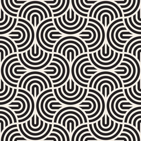 Gauss Wallpaper, interlocking arcs in black and off-white wallpaper - WallpaperOnline