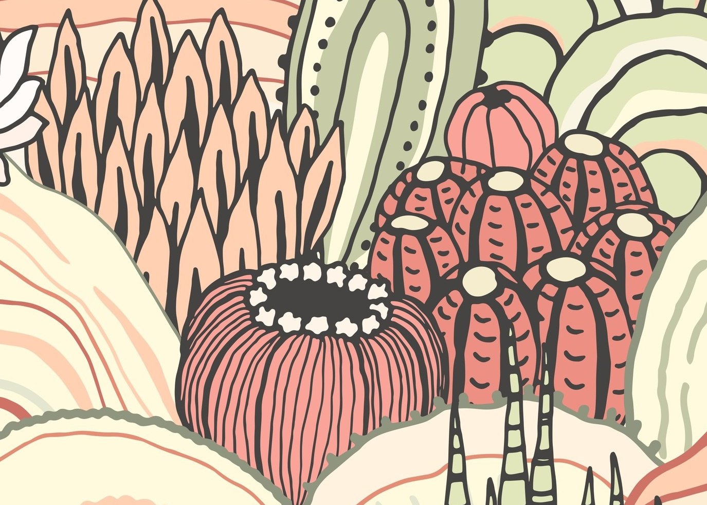 Karoo Hand drawn Wallpaper 4 Wallpaper and Wall Murals South Africa Karoo Hand drawn Wallpaper close-up showing texture and colour