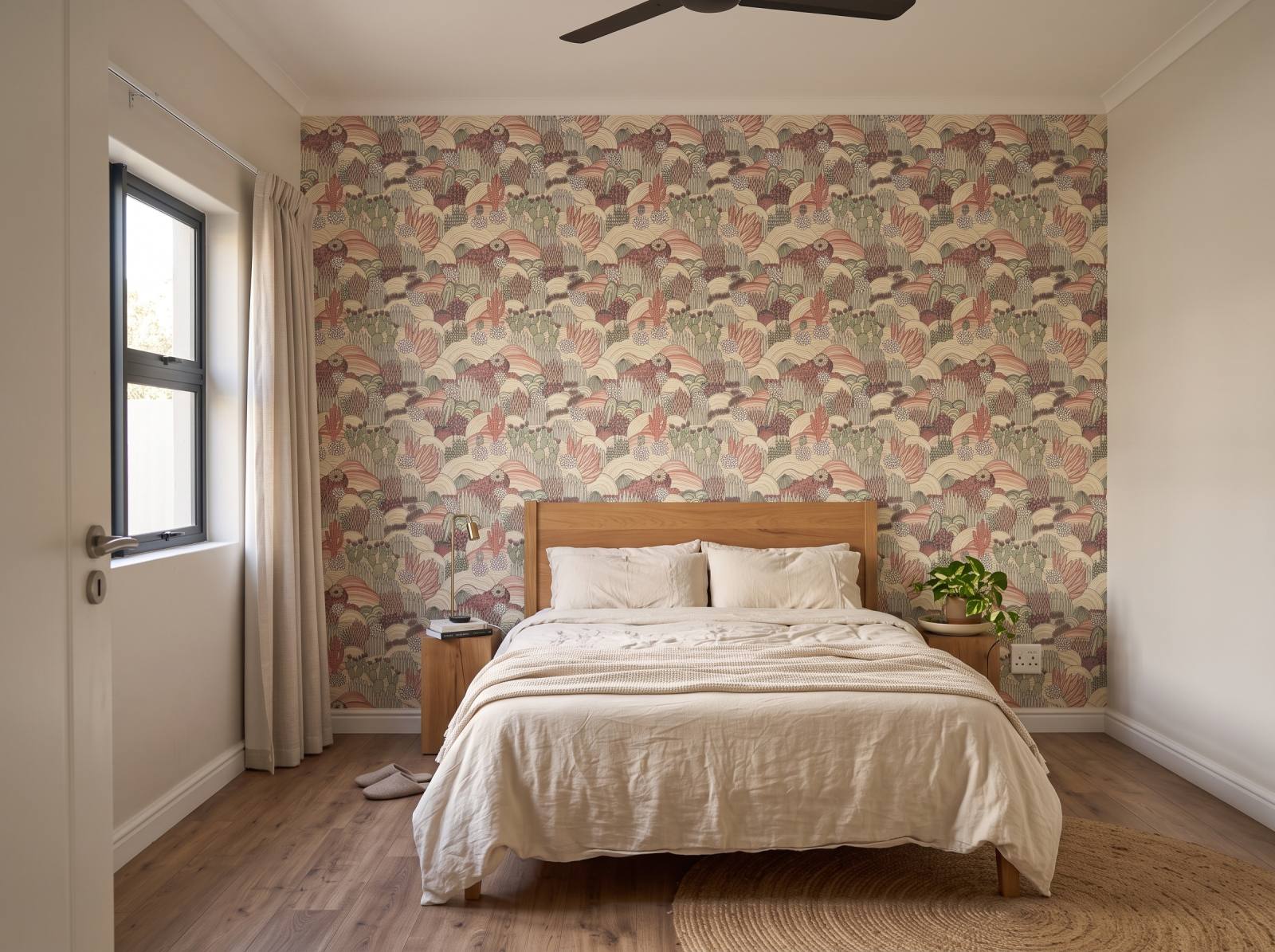 Karoo Hand drawn Wallpaper 3 Wallpaper and Wall Murals South Africa Karoo Hand drawn Wallpaper shown in a bedroom