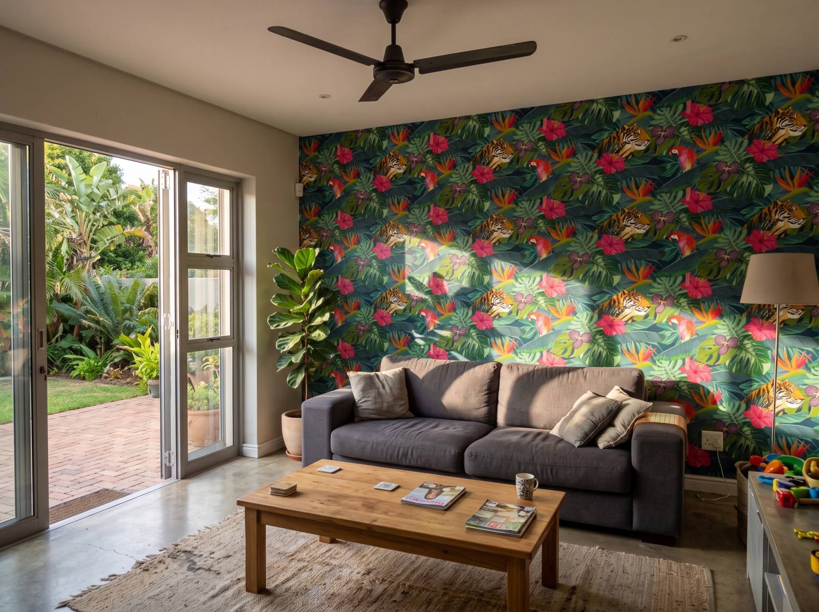 Tropic Wallpaper 1 Wallpaper and Wall Murals South Africa Tropic Wallpaper shown in a living room
