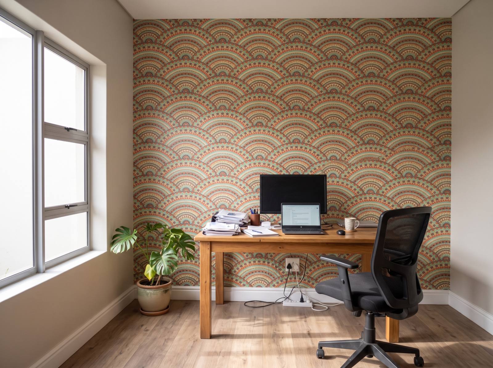 Seigaiha Summer Wallpaper 3 Wallpaper and Wall Murals South Africa Seigaiha Summer Wallpaper shown in a home office