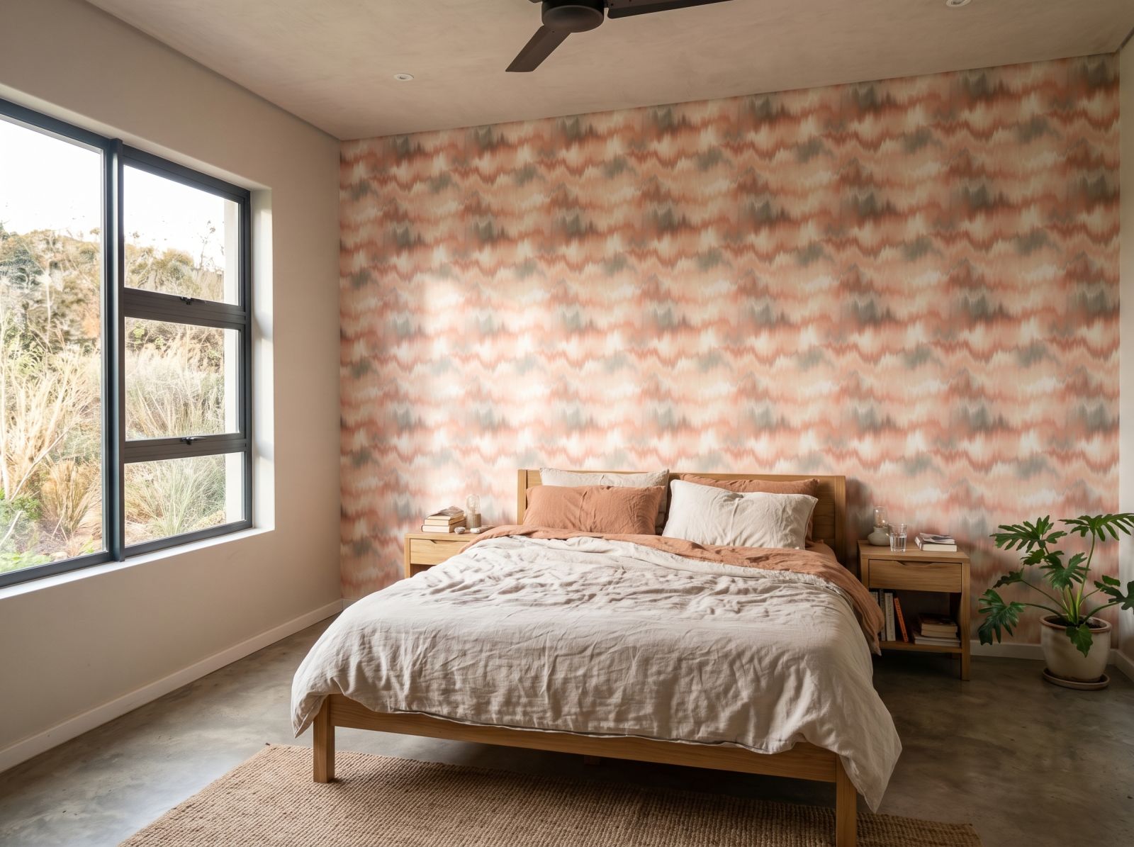 Shibori Dust Wallpaper 1 Wallpaper and Wall Murals South Africa Shibori Dust Wallpaper shown in a bedroom
