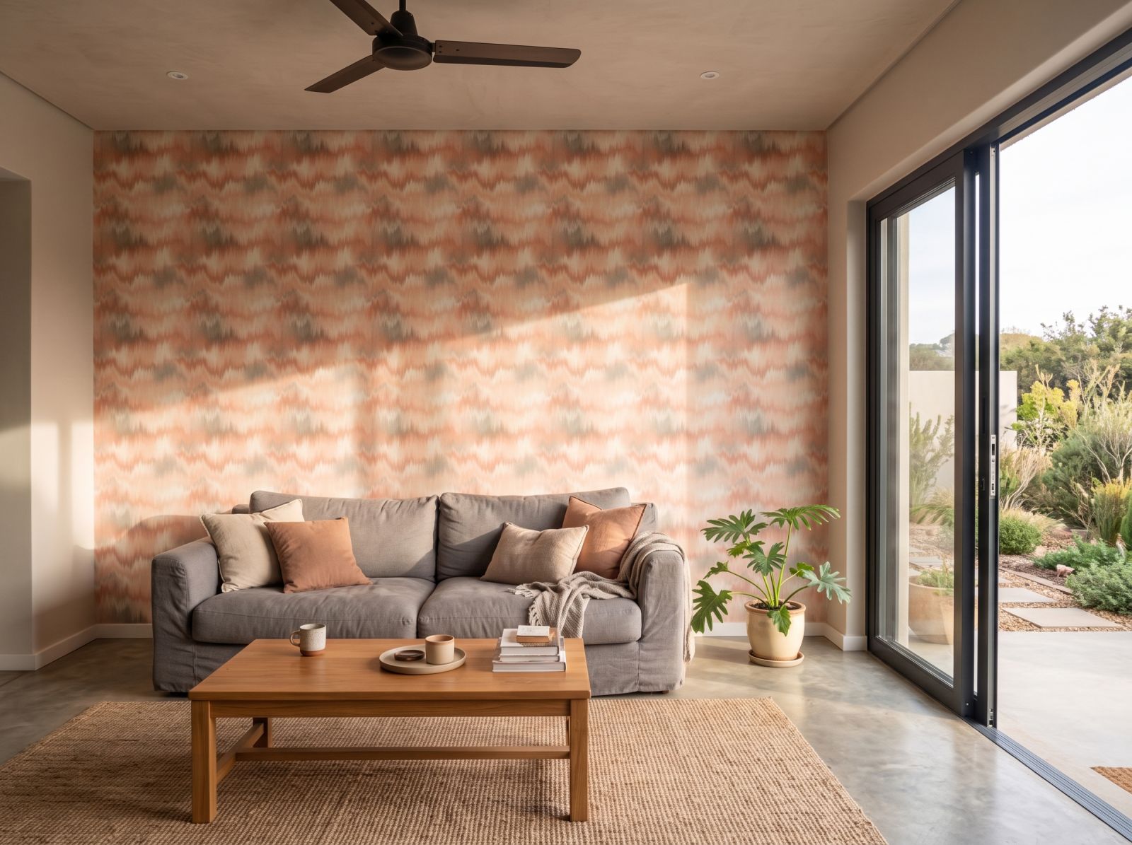 Shibori Dust Wallpaper 3 Wallpaper and Wall Murals South Africa Shibori Dust Wallpaper shown in a living room
