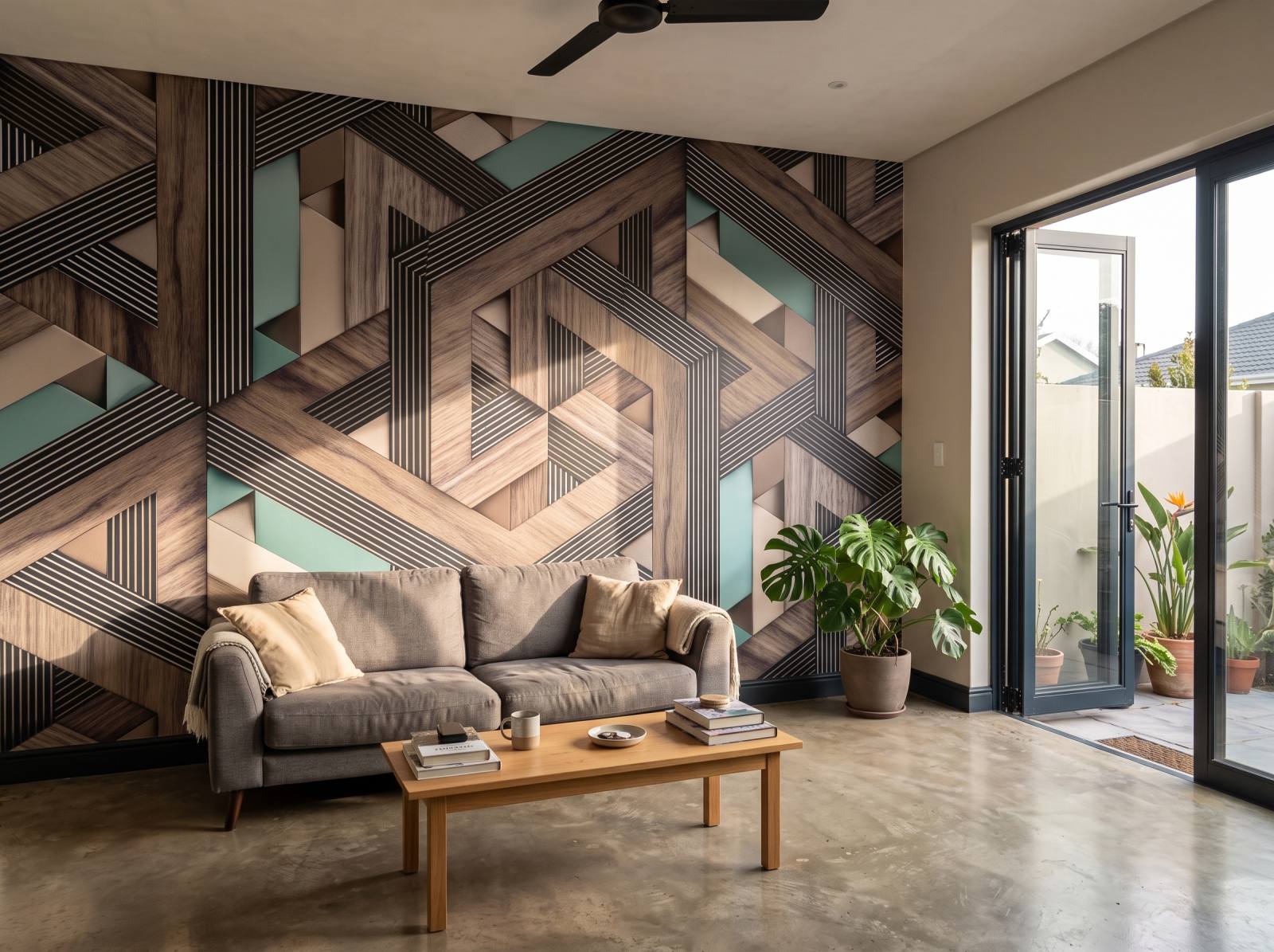 Mural Inter Teal 1 Wallpaper and Wall Murals South Africa Mural Inter Teal shown in a living room