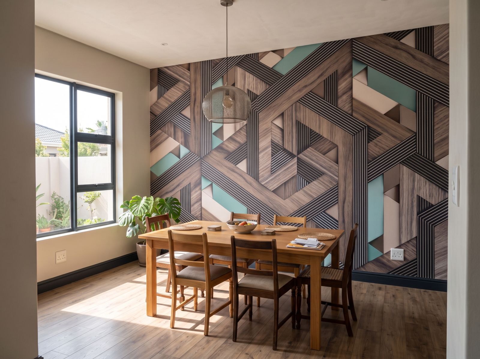 Mural Inter Teal 3 Wallpaper and Wall Murals South Africa Mural Inter Teal shown in a dining room