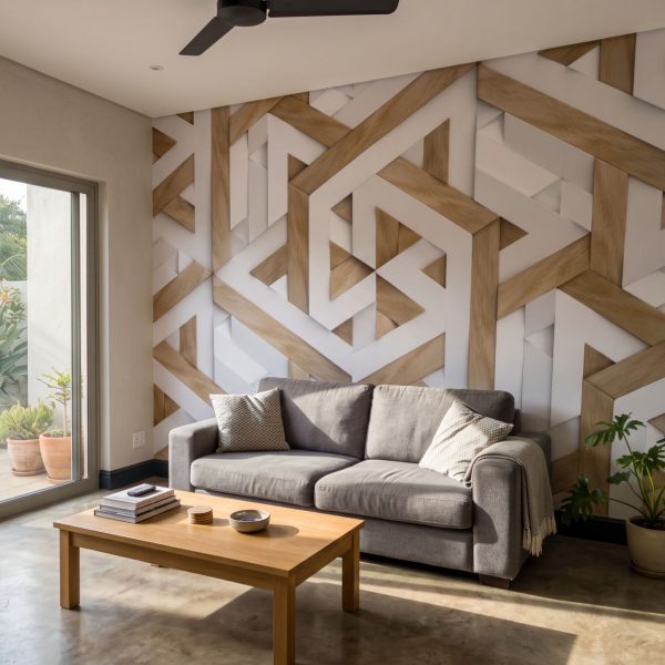 Mural Inter White shown in a living room